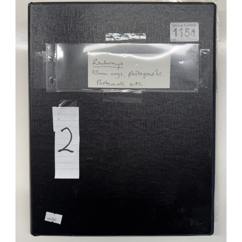 1154 - Steam Railways - Black binder containing 20+ strips of 35mm black and white negatives of steam train... 