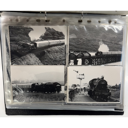 1154 - Steam Railways - Black binder containing 20+ strips of 35mm black and white negatives of steam train... 