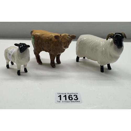 1163 - A Beswick Ram, Ewe & calf