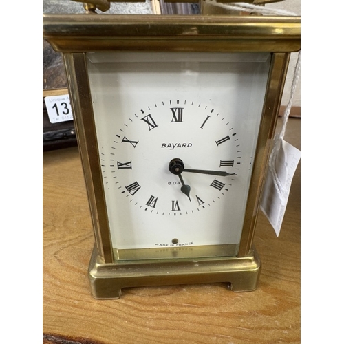 1419 - A Bayard brass carriage clock in working order, 11.5 cm tall.