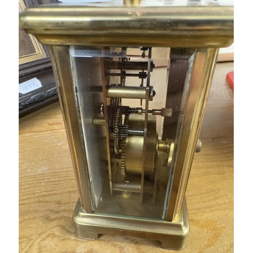 1419 - A Bayard brass carriage clock in working order, 11.5 cm tall.