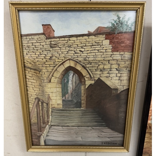 1525 - Seven Lincoln related watercolours signed J K Costain.