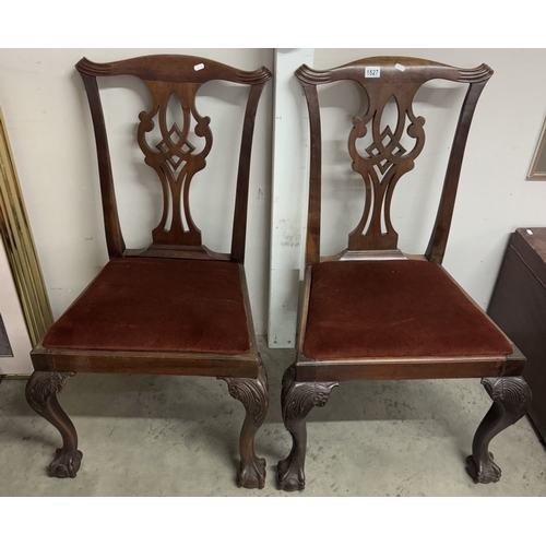 1527 - A pair of Edwardian high back mahogany dining chairs