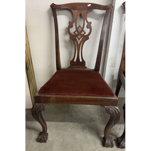 1527 - A pair of Edwardian high back mahogany dining chairs