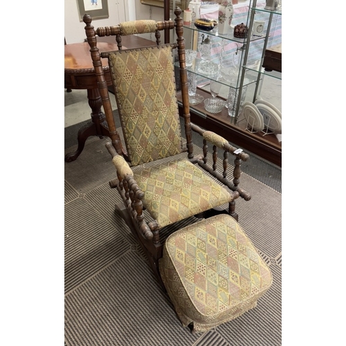 1531 - An American rocking chair with matching foot stool