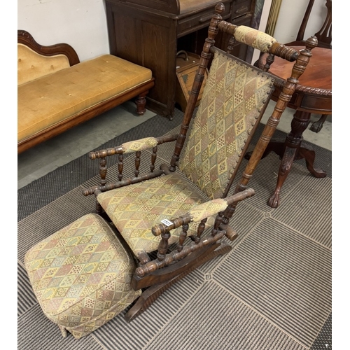 1531 - An American rocking chair with matching foot stool