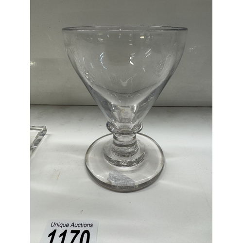 1170 - A Georgian heavy glass rummer & 2 others