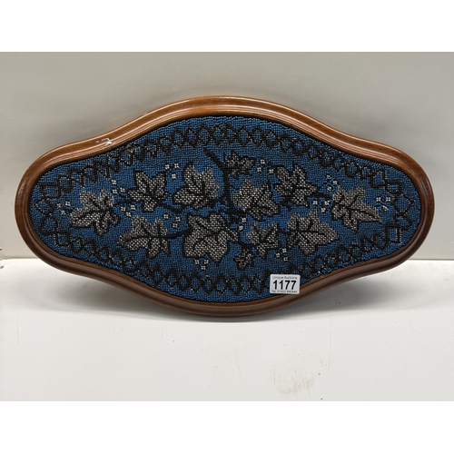 1177 - A Victorian mahogany and beadwork tray.