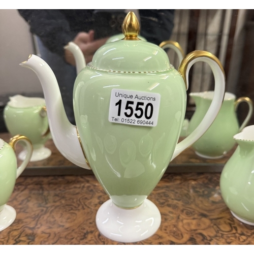 1550 - A green Wedgwood April Mint porcelain coffee set