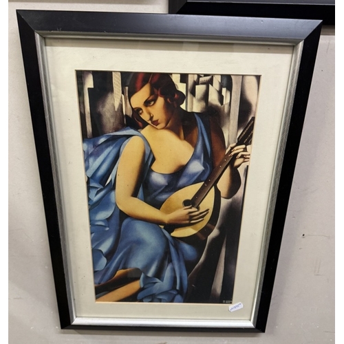 1555 - Six 1920s art deco pictures including Ladies including Camps, Lempicka, The 3 Hats etc