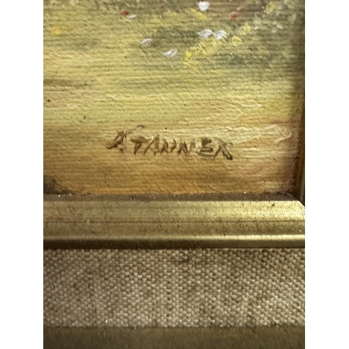 1582 - A gilt frame oil on board signed Tanner