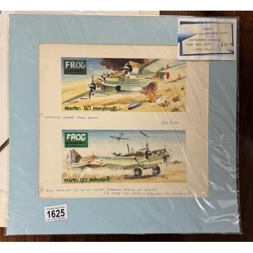 1625 - A quantity of Ken Rush original artwork including suggested design for frog construction kit for box... 