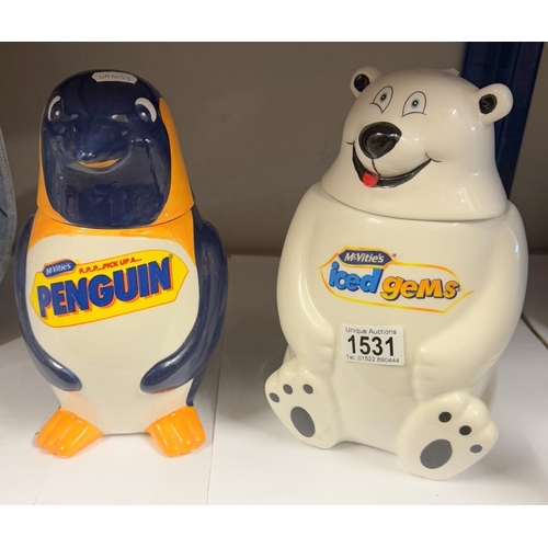 1531 - A McVities Penguin biscuit barrel & McVities iced gems Polar Bear buscuit barrel