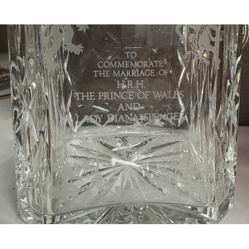 1533 - A boxed hand cut lead crystal decanter commemorating the marriage of The Prince Of Wales & Lady Dian... 