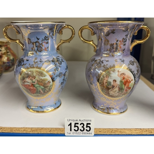 1535 - 2 Dresden lustre vases