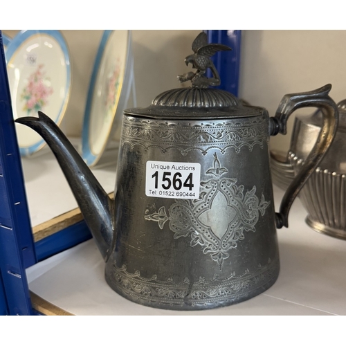 1564 - 3 vintage silver plate teapots