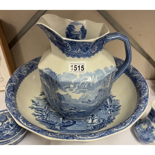 1515 - A blue & white jug & bowl etc.