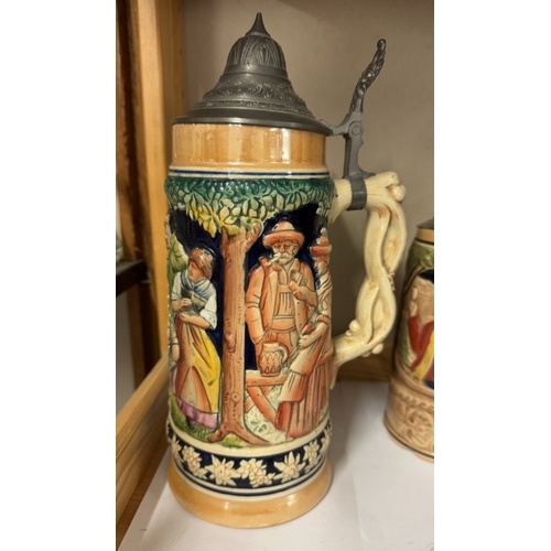 1521 - 2 beer steins with lids & 1 other