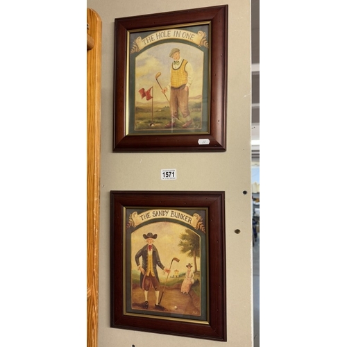 1571 - 2 Nostalgic golfing prints