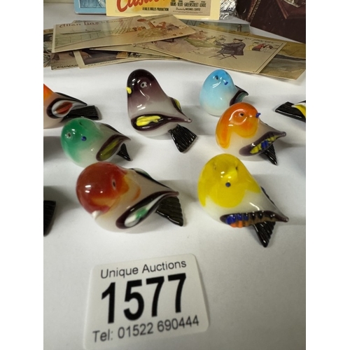 1577 - A collection of 11 glass bird miniatures