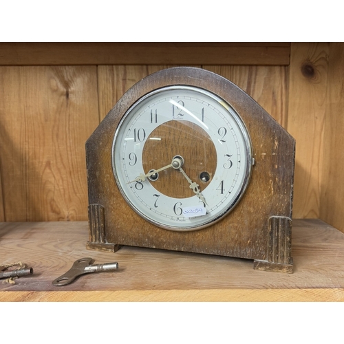 1603 - A Boscombe Unionist Club 1927 dedicated oak mantle clock & 2 others