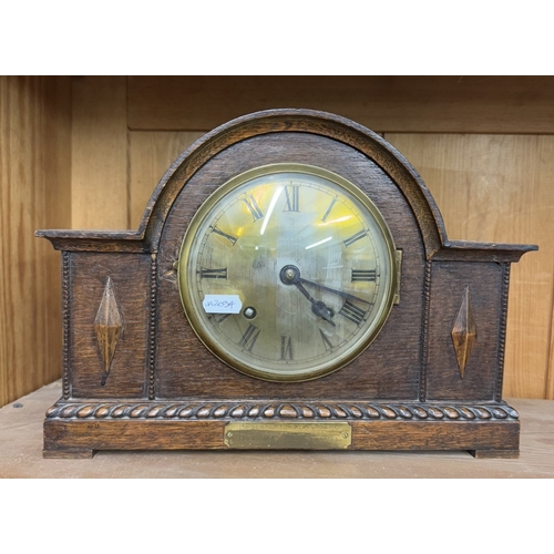 1603 - A Boscombe Unionist Club 1927 dedicated oak mantle clock & 2 others