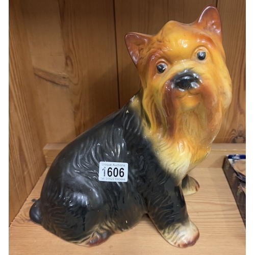 1606 - A large scale 1/1 ceramic Yorkshire Terrier dog, unbranded