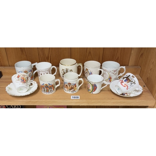 1608 - A quantity of Royalty cups & saucers & mugs