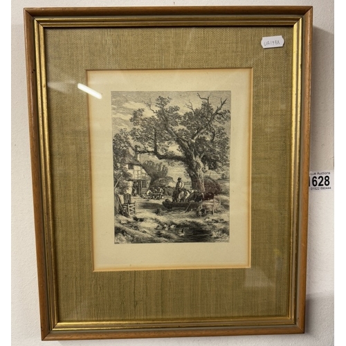 1628 - 2 framed engravings of by gone farming scenes