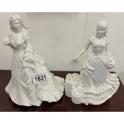 1631 - A pair of unbranded white glazed ceramic figurines