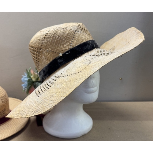 1805 - 3 Ladies Rafia summer hats