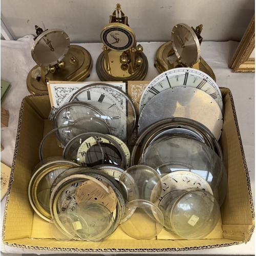 1813 - A quantity of clock parts. clock faces, glasses & domeless mantle clocks etc.