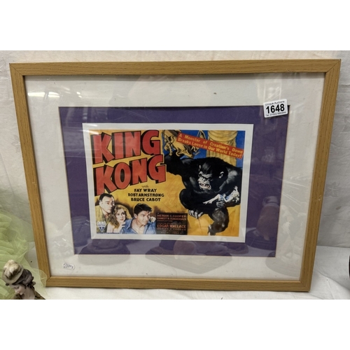 1648 - A framed King Kong film print