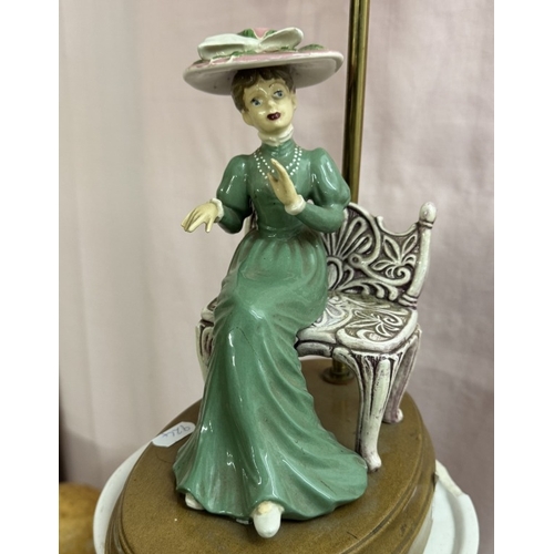 1659 - A vintage ceramic table lamp of a seated lady