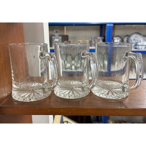 1692 - A set of 8 advertising glasses & 6 handled beer glasses