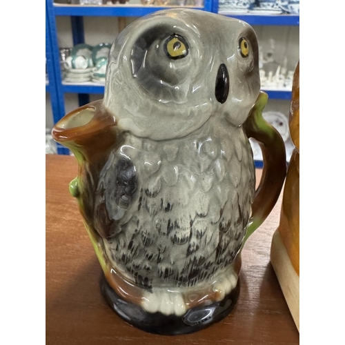 1694 - 2 character jugs & an owl jug