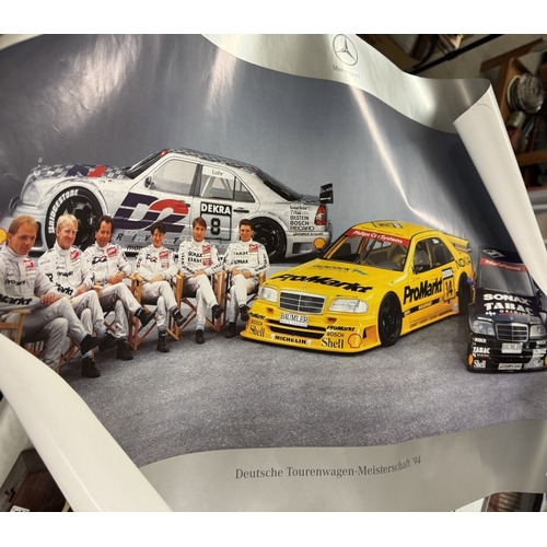 1729 - A selection of unframed prints including period artwork, Mercedes team poster etc