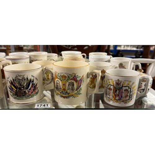 1741 - A collection of royalty commemorative mugs including Edward VII, Loving cup & WW1 peace mug