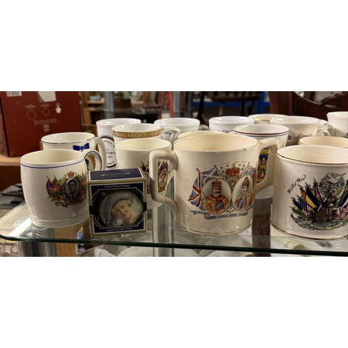 1741 - A collection of royalty commemorative mugs including Edward VII, Loving cup & WW1 peace mug