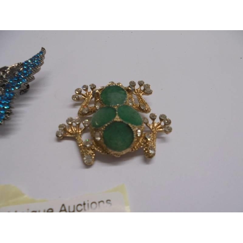 1052 - Two good quality fashion brooches of a Pheonix and a Frog.