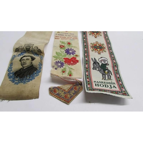 1080 - Two early 20th century silk bookmarks (one a/f) and one other.