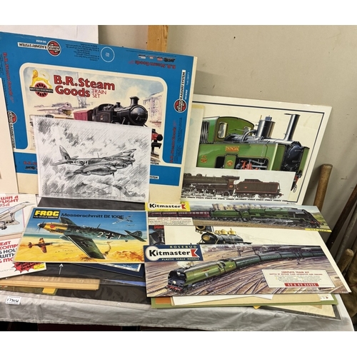 1730W - A varied portfolio of Ken Rush artwork & poster work including Printed final designs for model train... 