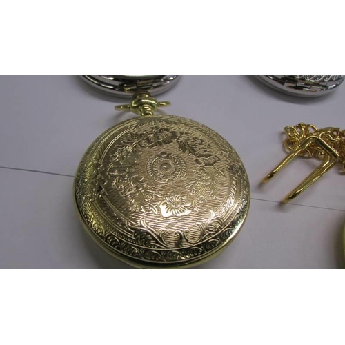 1106 - Five assorted pocket watches including one with chain.