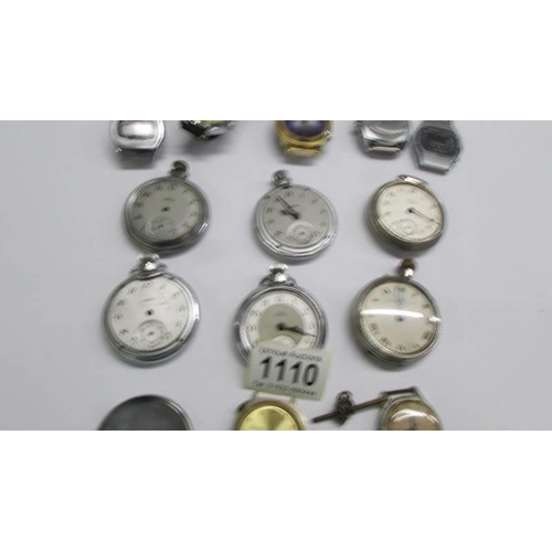 1110 - A quantity of watches and watch parts for spares or repair.