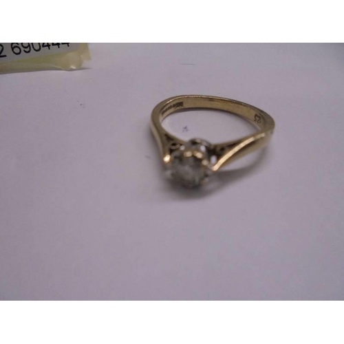 1132 - A single stone 9ct gold diamond ring, Birmingham hall mark, size K, 2.4 grams