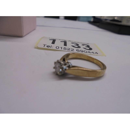 1133 - A single stone 9ct gold diamond ring, Birmingham hall mark, size I, 2.18 grams