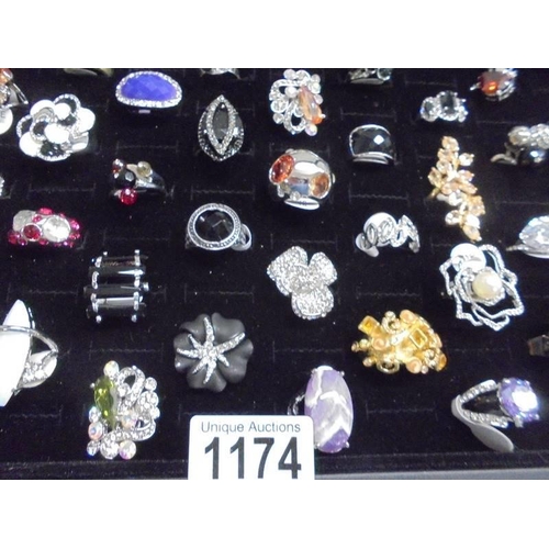 1174 - Fifty good assorted dress rings, all different (case not included).