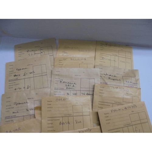 1178 - A quantity of coins and bank notes in sealed envelopes, Europe, Falklands, Turkey, Hong Kong etc.,