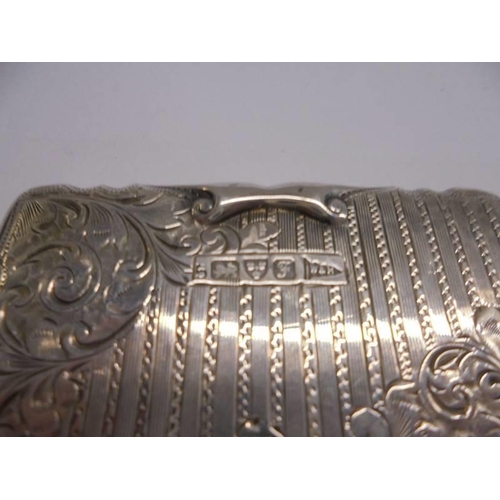 1190 - A ornate silver monogrammed Walker & Hall card case complete with pencil, dated 1915.