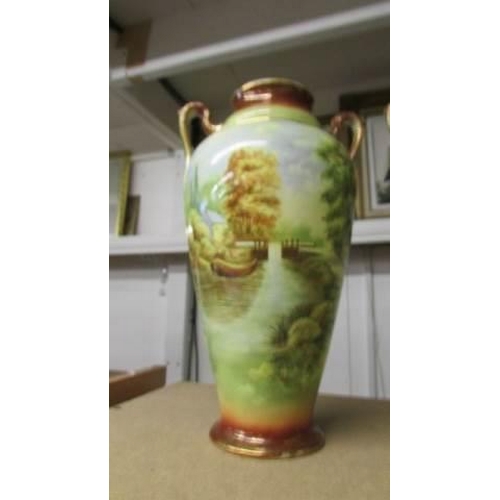 1207 - A pair of 19th century hand painted vases signed A Dale.